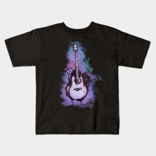 Watercolor Acoustic Guitar Digital Art Kids T-Shirt